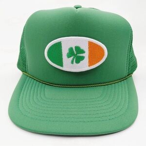 Green Trucker Hat with Irish Flag Patch